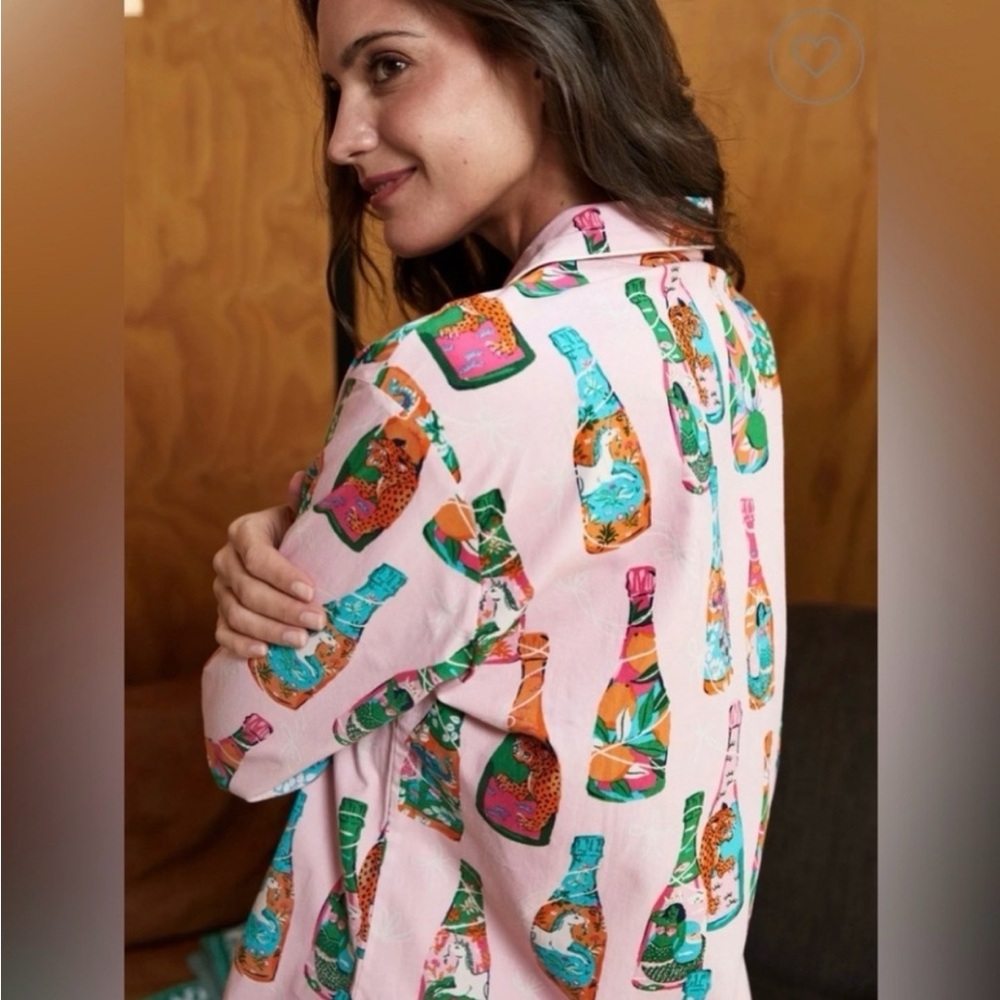 Printfresh Pop the Bubbly Long Cotton Pajama Set Size Medium - Picture 3 of 12